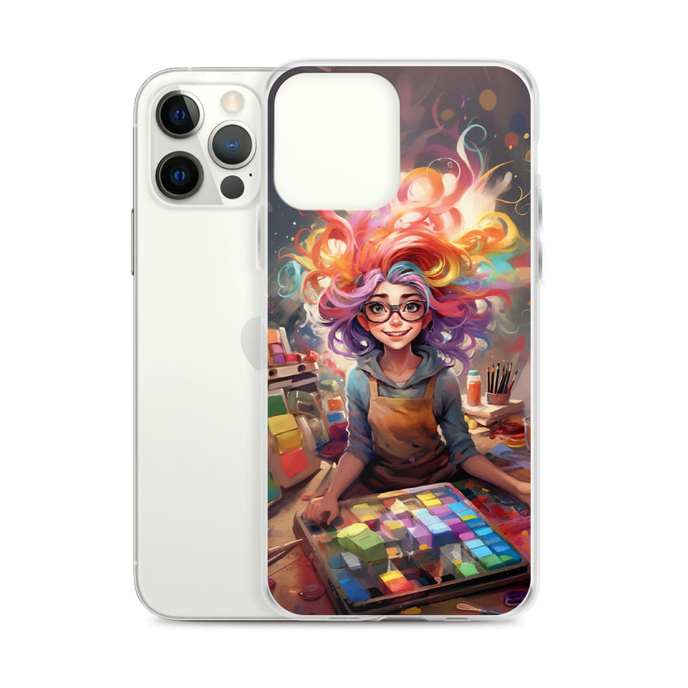 Creative Sparks colourful neon portrait on clear iPhone case — gallery view 11
