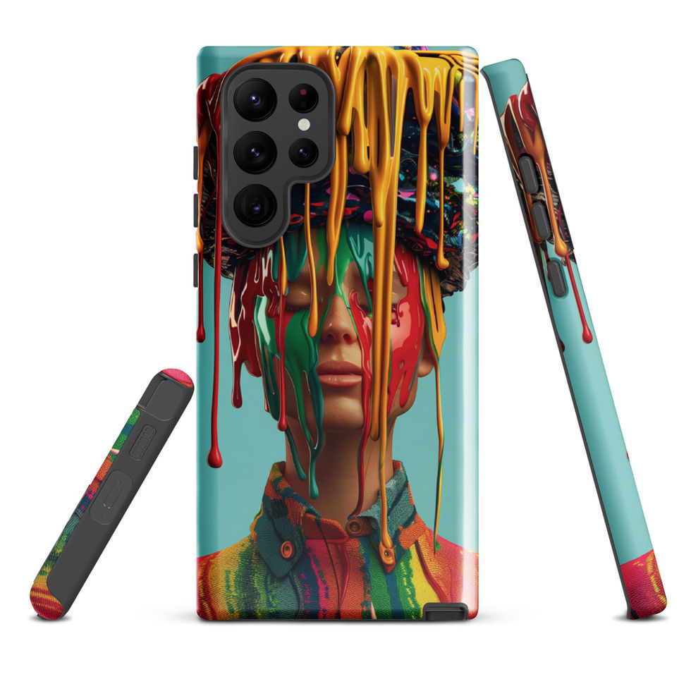 Drip Royale tough Samsung Galaxy case with vivid neon paint-drip portrait, side profile, preview 4