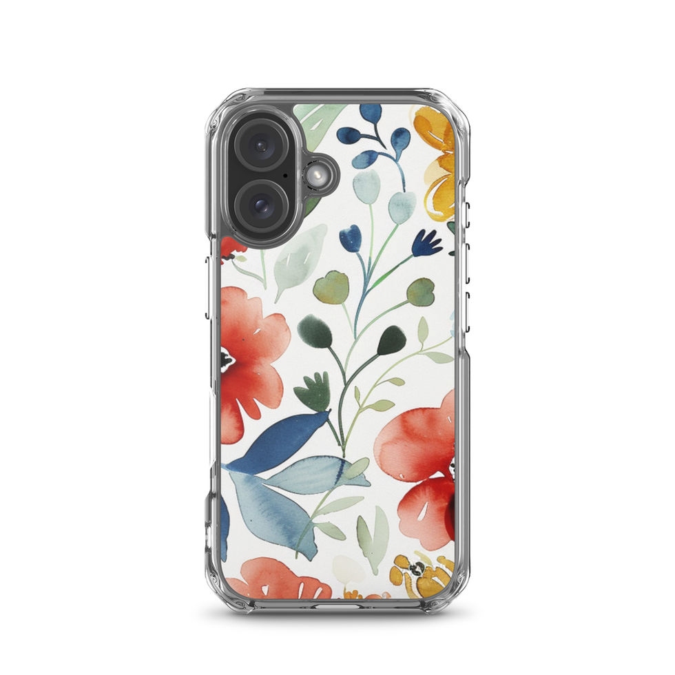 Watercolour Bloom clear case for iPhone 15 Pro, vibrant orange-and-green floral painting, image 45