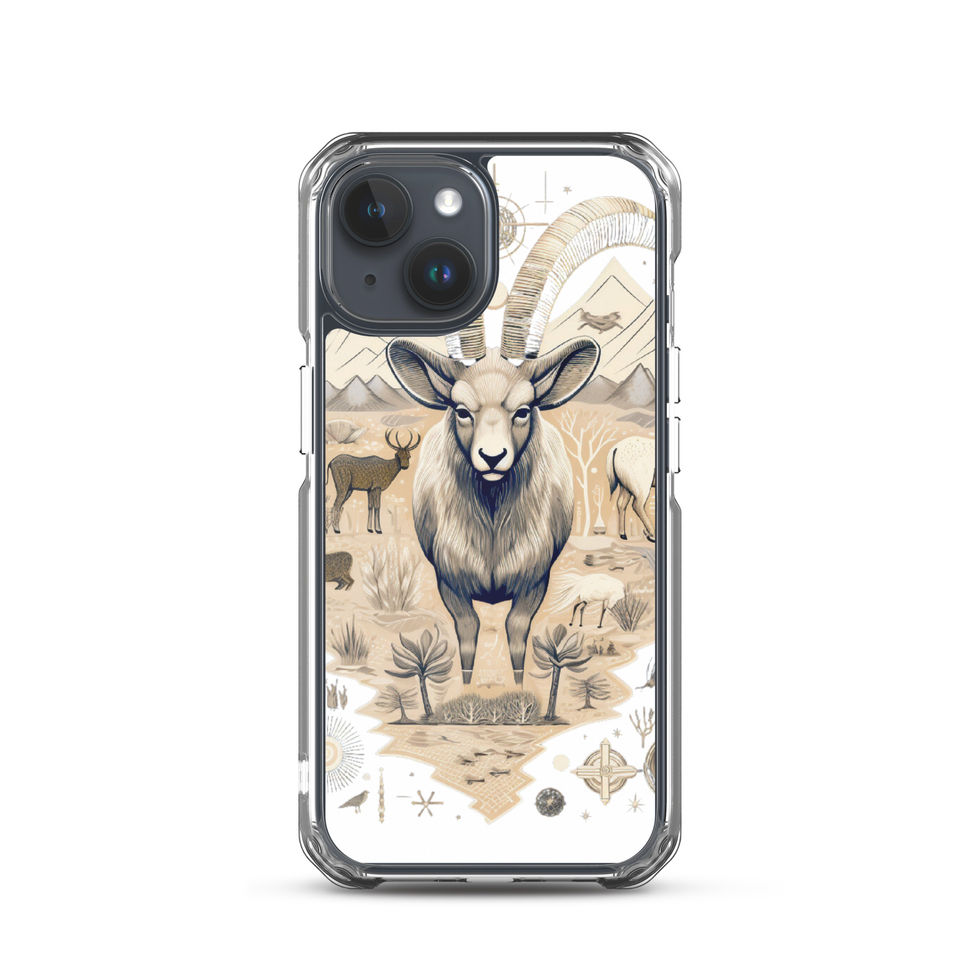 Nomadic ram-mockup-37 showing Nomadic Spirit artwork on an iPhone clear phone case