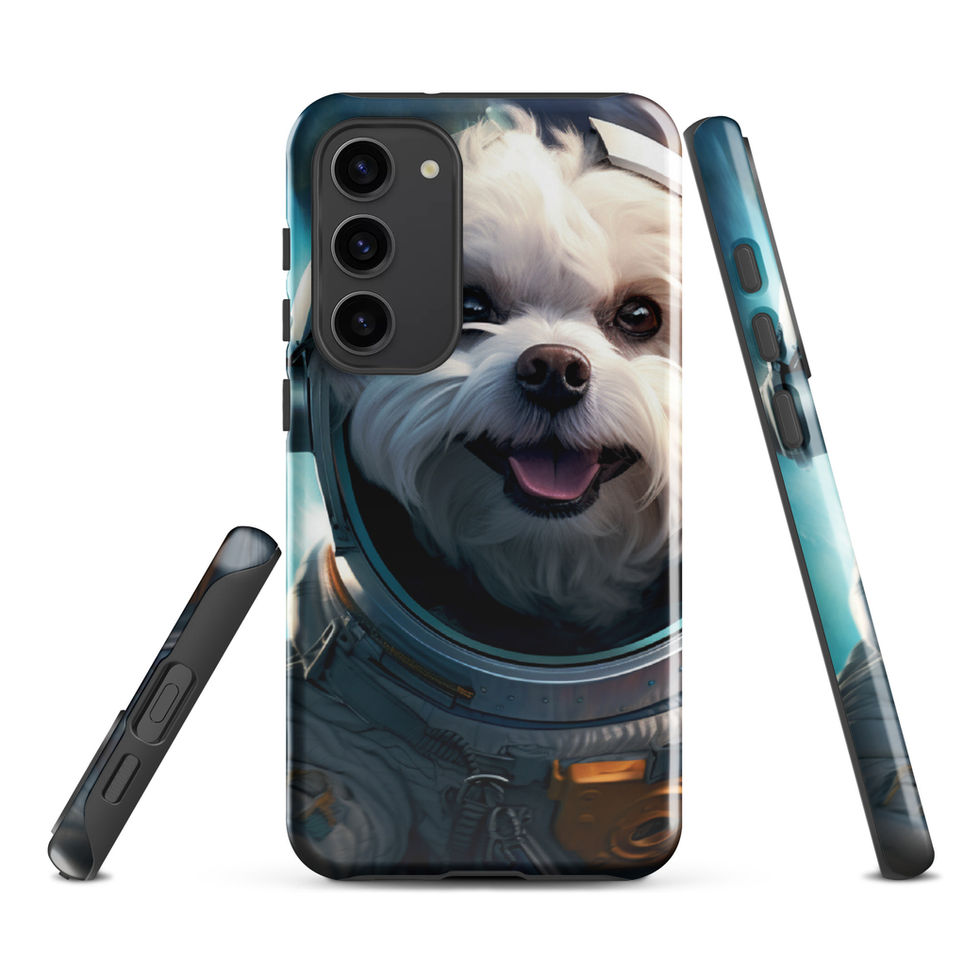 Cosmo Pup galaxy dog Samsung tough case โ artwork close-up in studio mockup