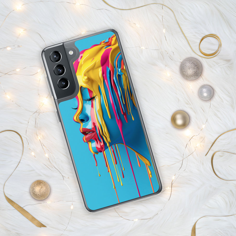 Melted Serenity clear case for Samsung with calm surreal portrait artwork, handheld preview, preview 6