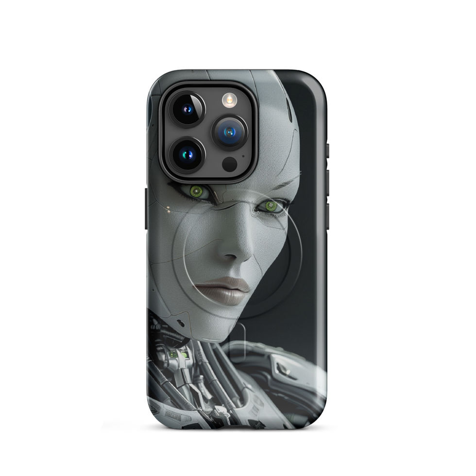 Robotic empress portrait phone case with polished armour