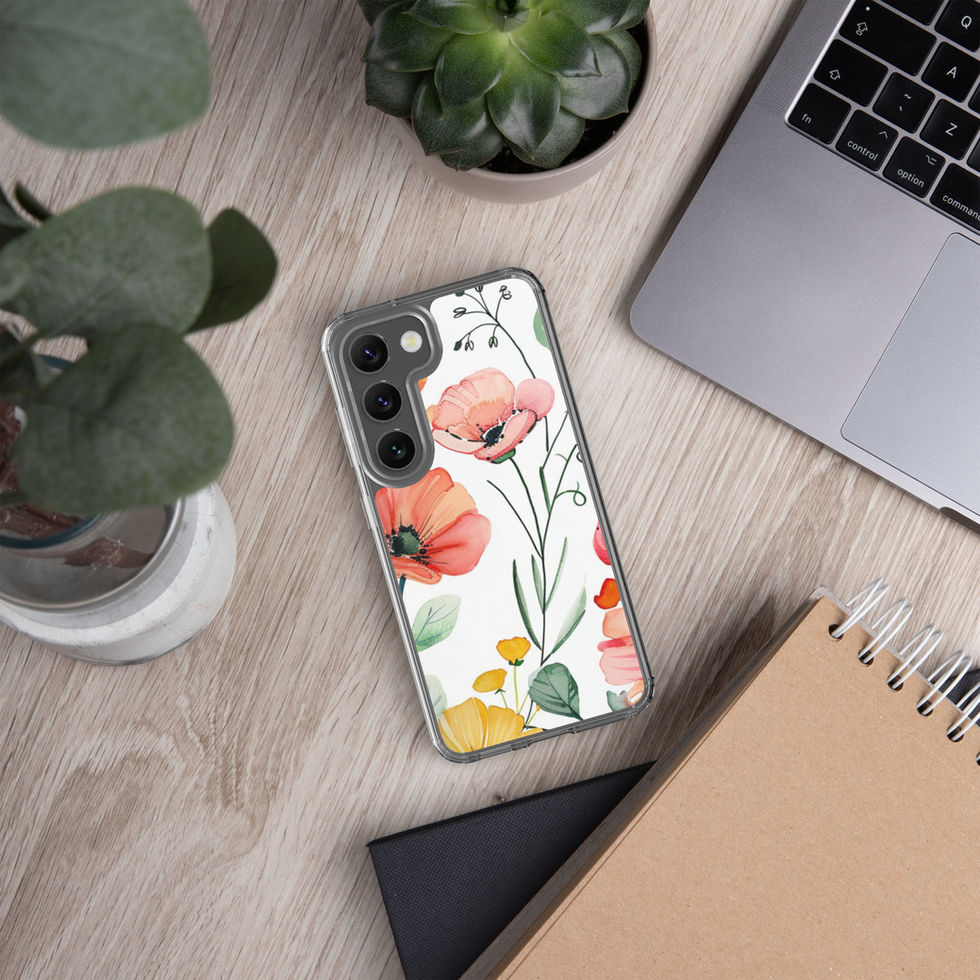 Petal Blush clear Samsung case, painted flower 42