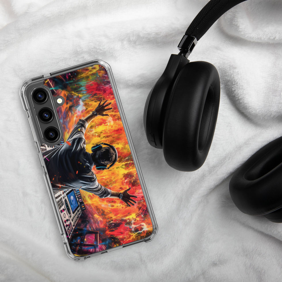 Neon Soundwave glowing music-wave design on a transparent Samsung case, gallery image 50 of 50