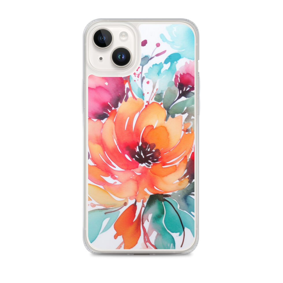 Burnt Bloom Rhapsody clear floral iPhone case for iPhone 17 Air, straight rear view highlighting the fiery painterly blooms