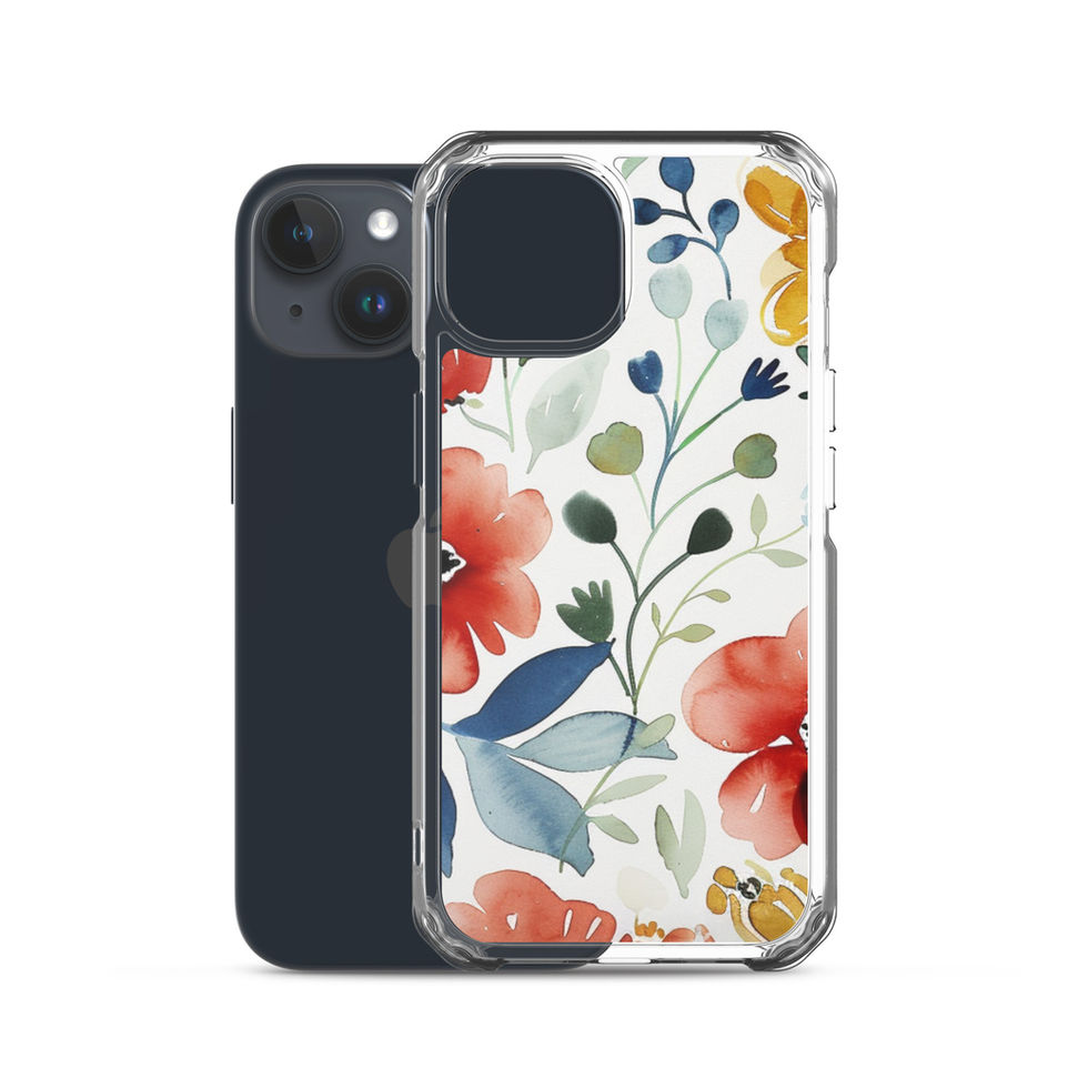 Watercolour Bloom clear case for iPhone 13 Pro Max, vibrant orange-and-green floral painting, image 38