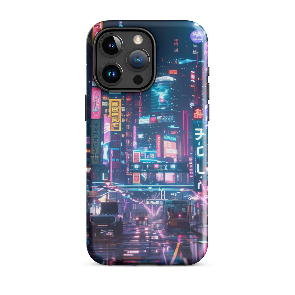 Neon Metropolis electric skyline on tough iPhone case — gallery view 20