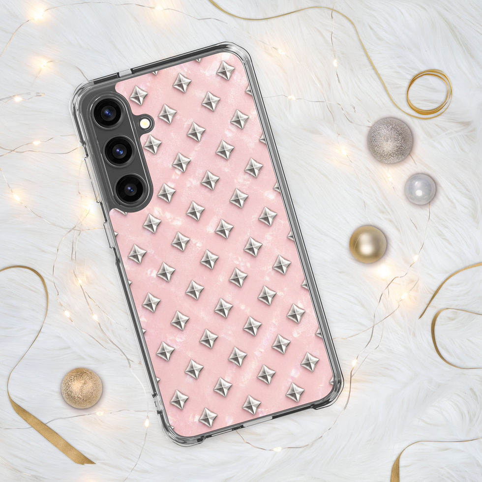 Blush Silver Diamonds clear case for Samsung Galaxy S24 Plus, silver-look diamonds on blush pink