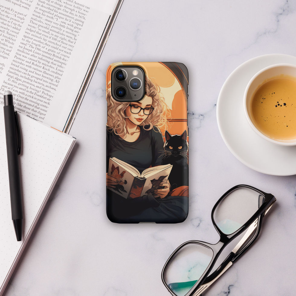 Literary Haven iPhone Snap Case with warm amber arch behind the figures