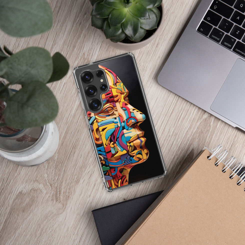 “Mechanical Mind” clear case for Samsung, angled front view, image 29