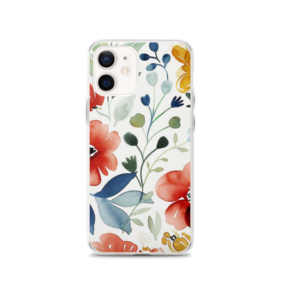 Watercolour Bloom clear case for iPhone 14 Pro, vibrant orange-and-green floral painting, image 14