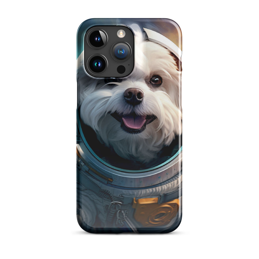 Cosmo Pup space dog iPhone snap case โ full case view in bright lifestyle scene