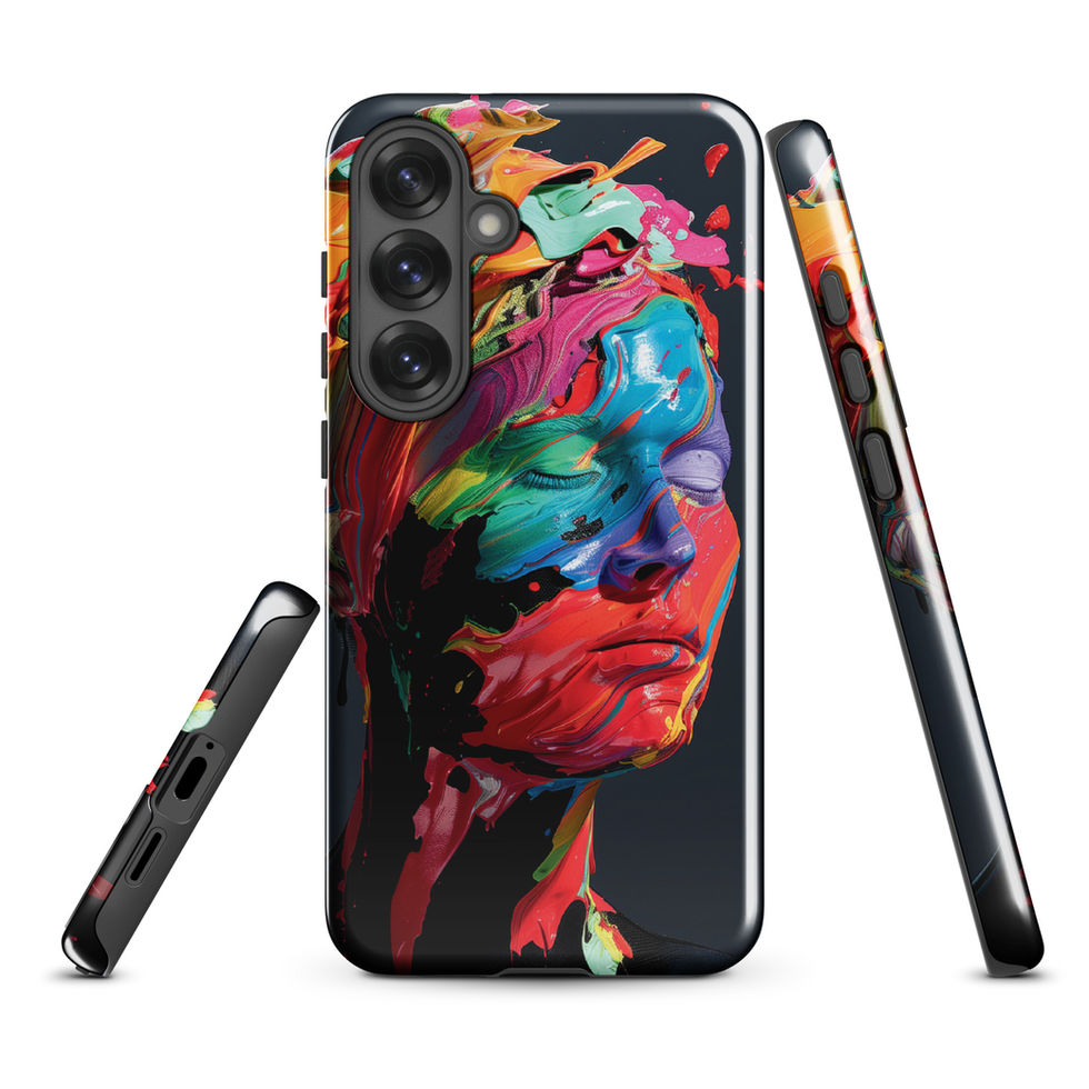 Melting Visions protective tough Samsung phone case with surreal colourful portrait artwork, upright display, image 11