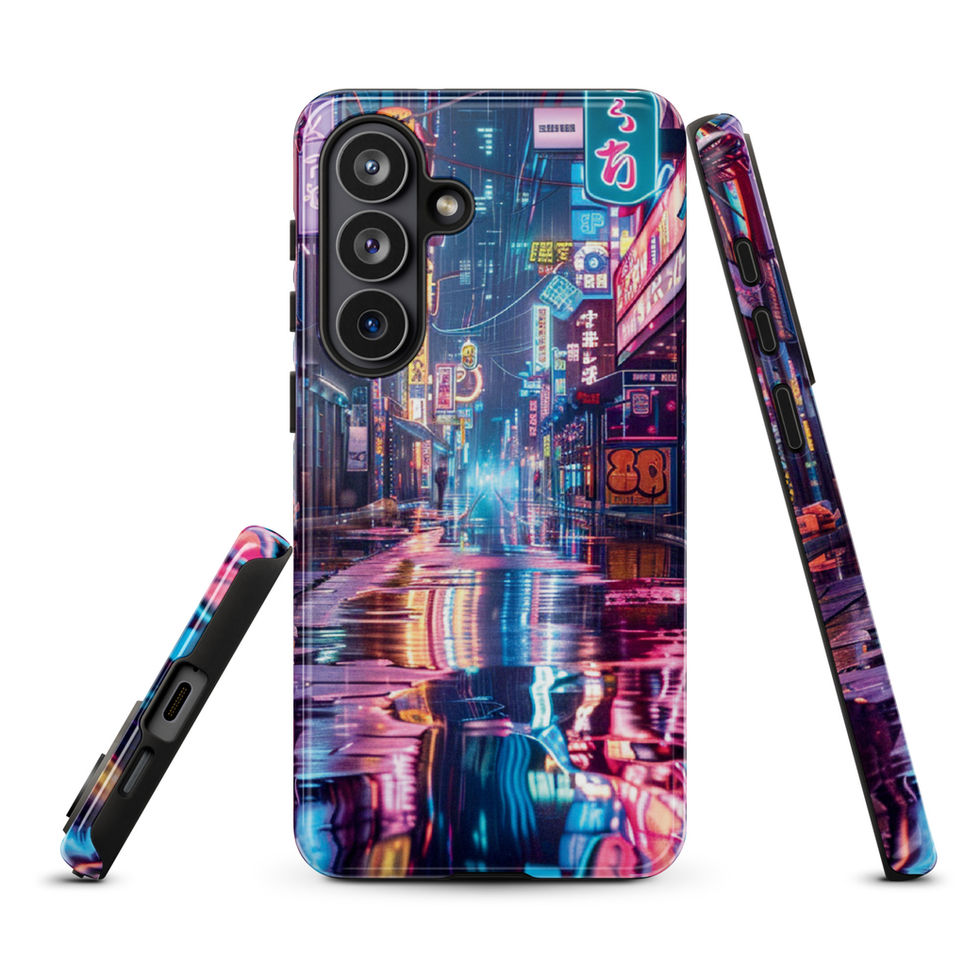 Neon Mirage Samsung tough case with lone figure in glowing city — gallery view 01