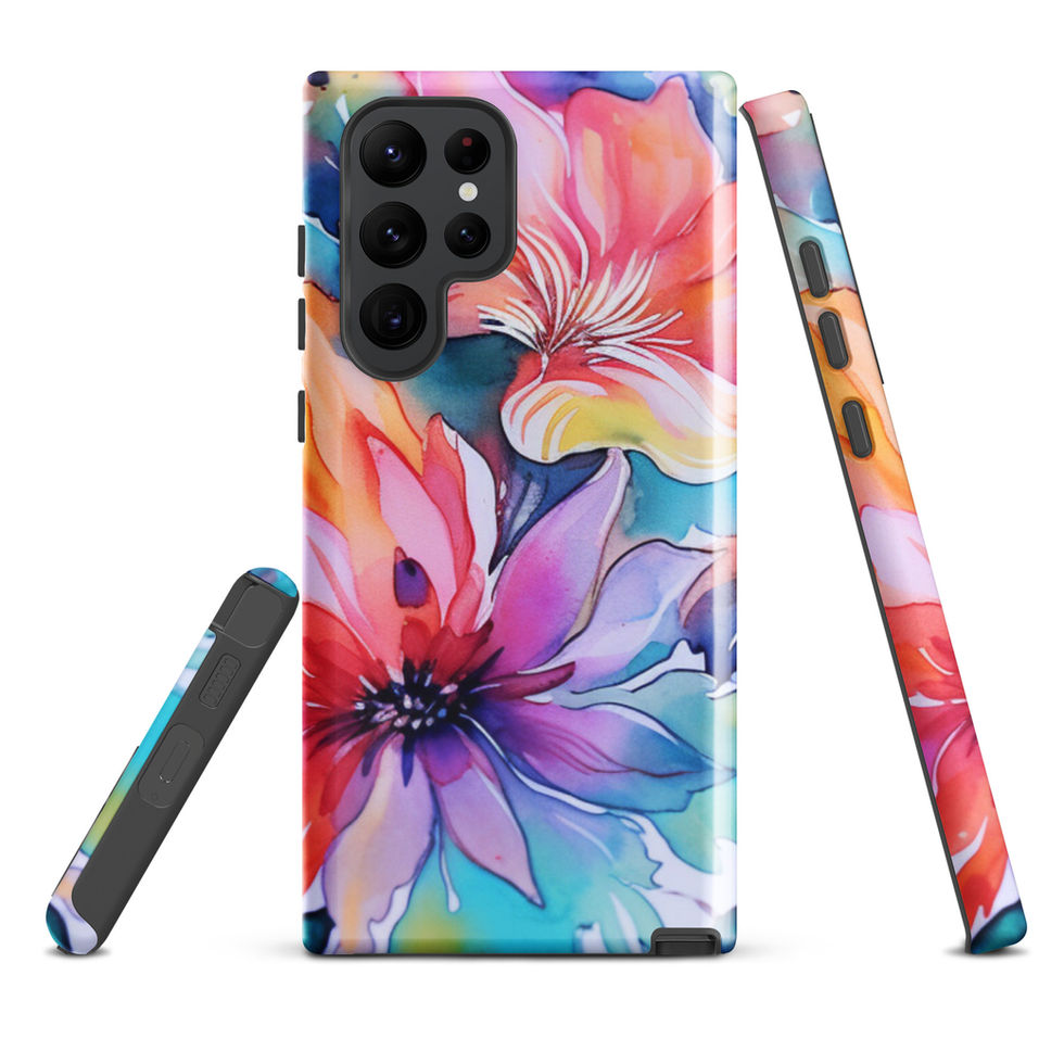 Wild Bloom Whispers Tough Case for Samsung, colourful floral close-up view 3