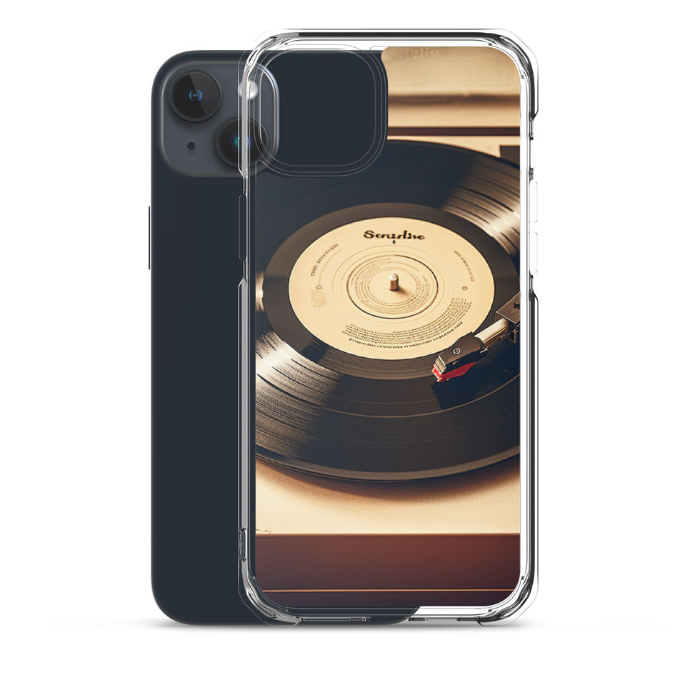 Golden Grooves clear iPhone case clear iPhone case displayed near a keyboard, image 33.