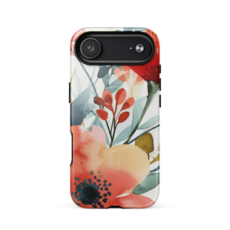 Candy Garden Pop MagSafe tough iPhone case with coral blush and teal painted flowers, product view 14 of 14