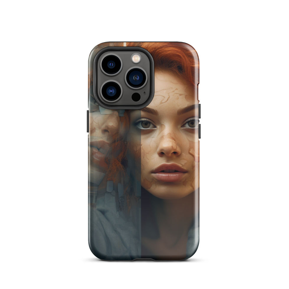 Twisted Reflection dual-layer iPhone tough case with dramatic portrait artwork, upright display, image 11