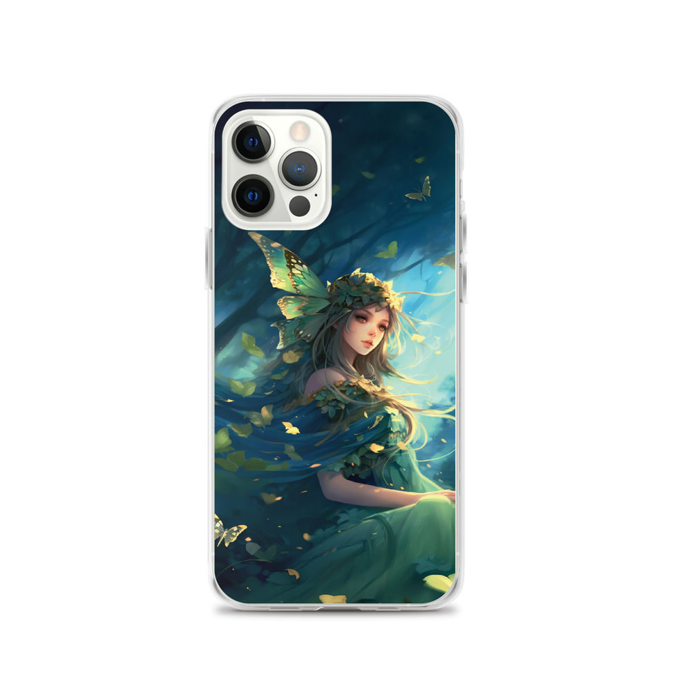 Forest Enchantress iPhone clear case with shimmering light through the leaves