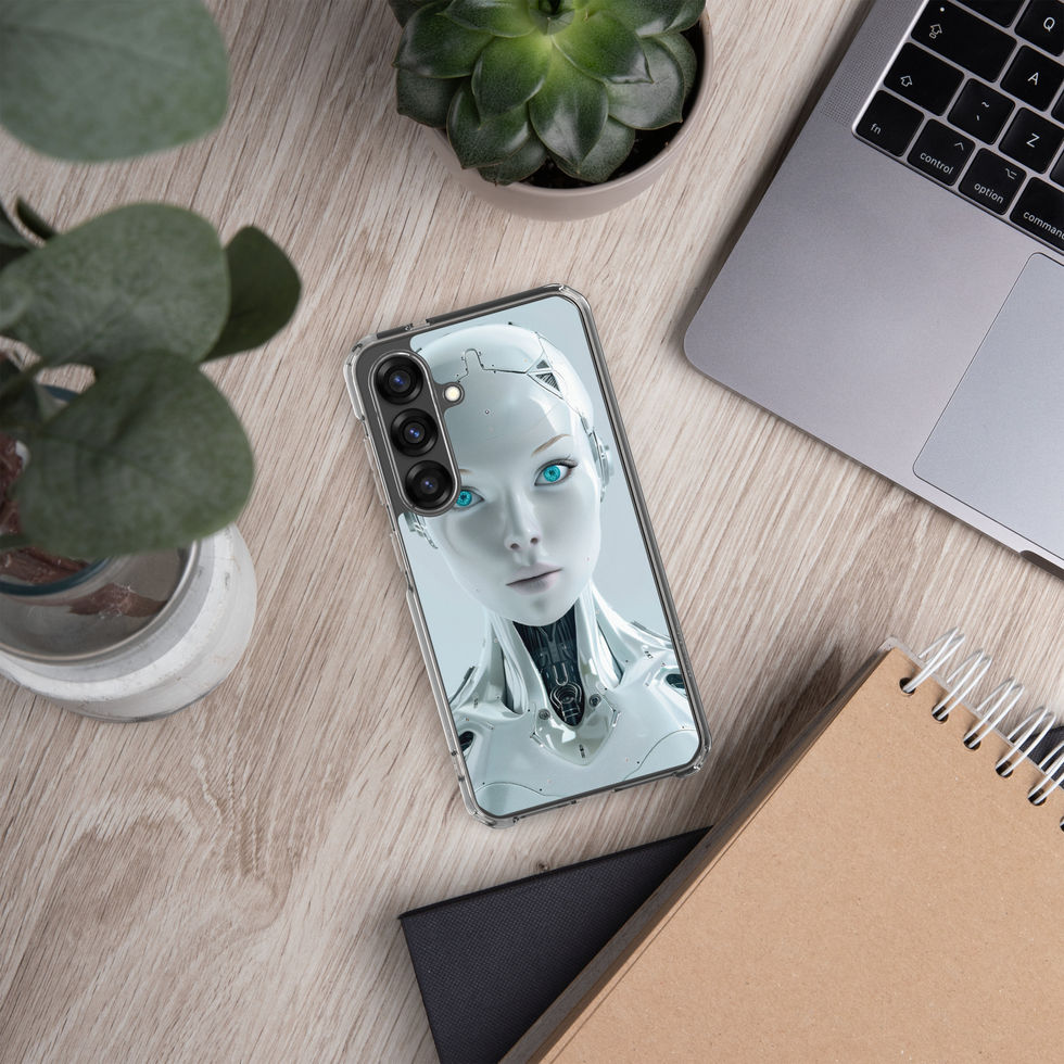 Samsung cover showing the android eye beside the camera