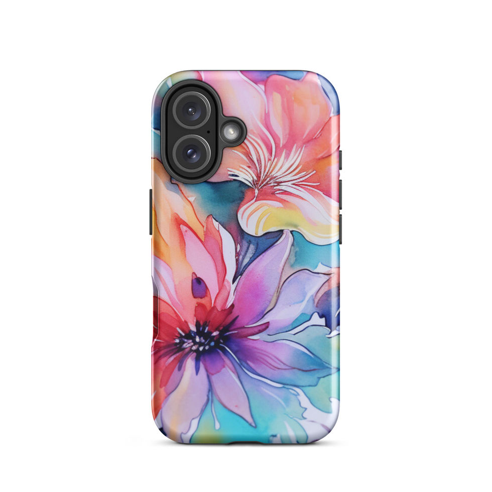 Wild Bloom Whispers floral Tough Case for iPhone 16 Plus, colourful botanical front view 21