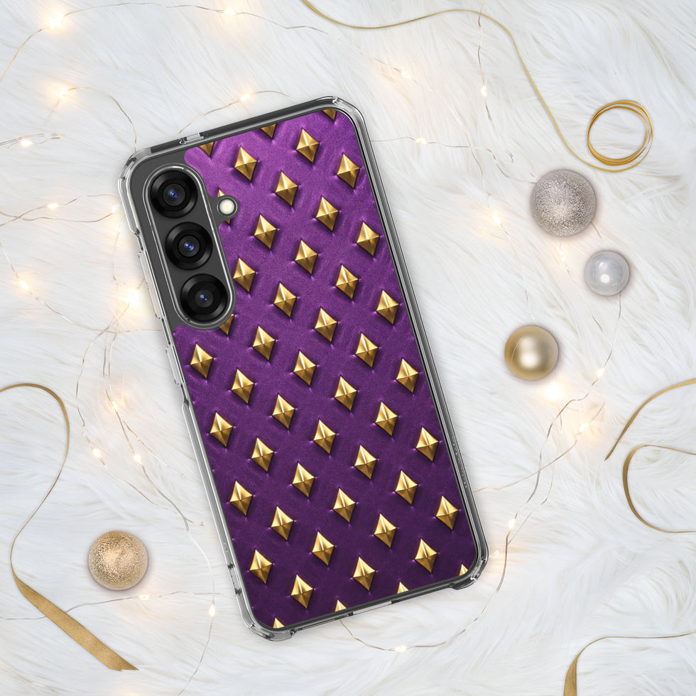 Amethyst Gold Diamonds clear case for Samsung Galaxy S25, gold-look diamonds on amethyst purple