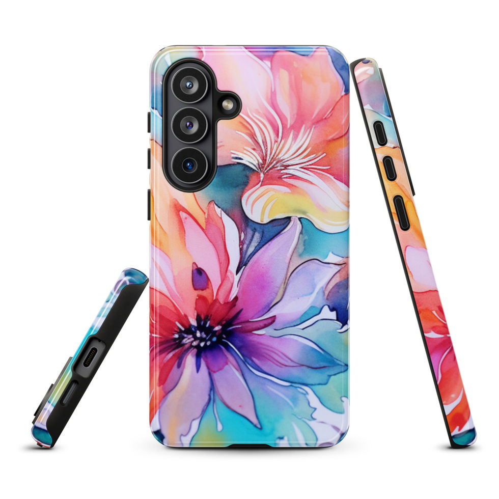 Wild Bloom Whispers Tough Case for Samsung, colourful floral front view 1