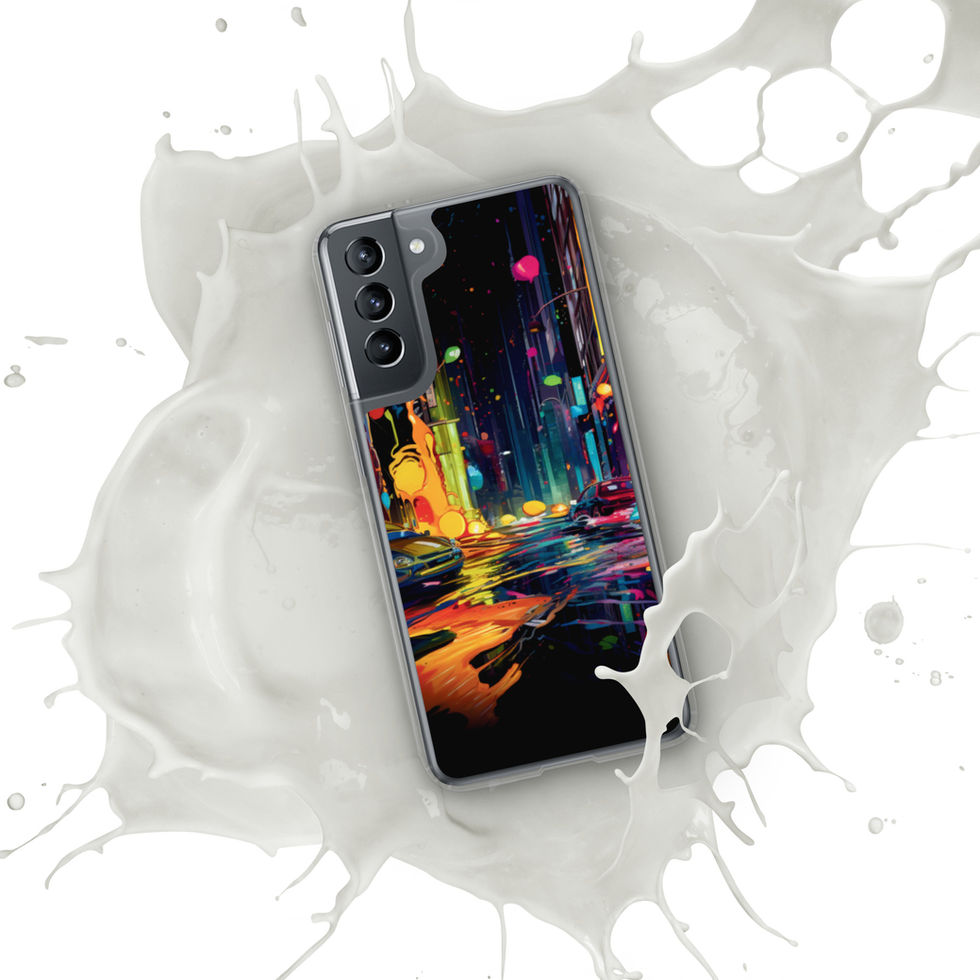 Neon Spill City clear Samsung case with luminous painted skyline — gallery view 14
