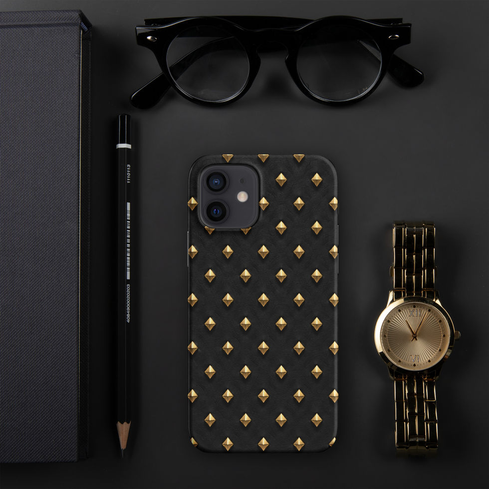 Onyx Gold Diamonds snap case for iPhone 12, gold-look diamonds on onyx black