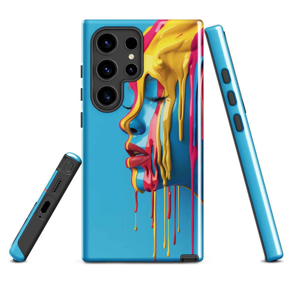 Melted Serenity tough case for Samsung with peaceful flowing portrait art, rear view, preview 10