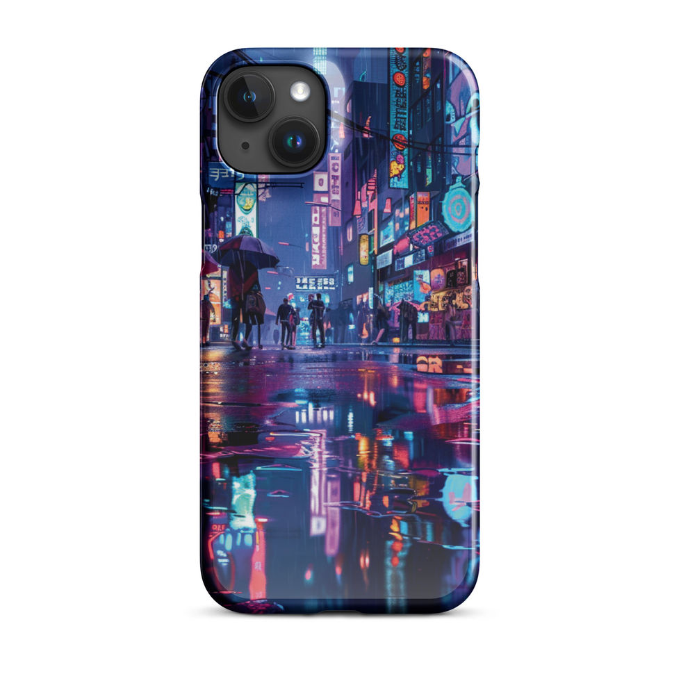 Neon Rainfall slim iPhone snap case with luminous rainy city scene — gallery view 18