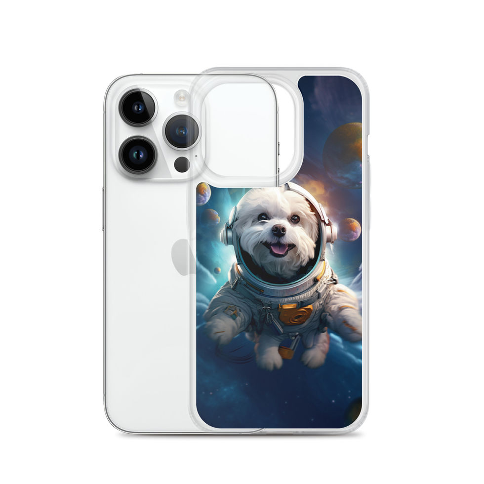 Galactic Voyager cosmic dog iPhone clear case — space design detail 29