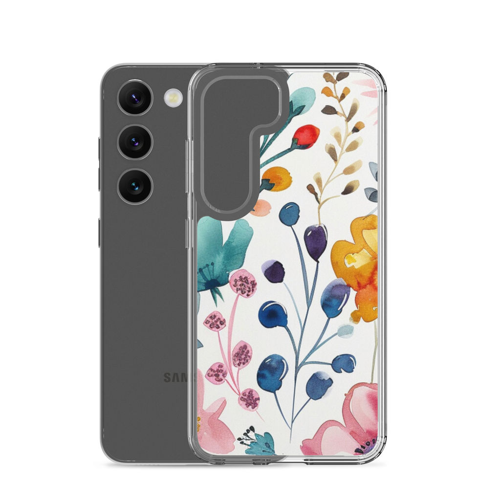 Whimsy Flora clear floral case for Samsung Galaxy S25 Plus, transparent rear view