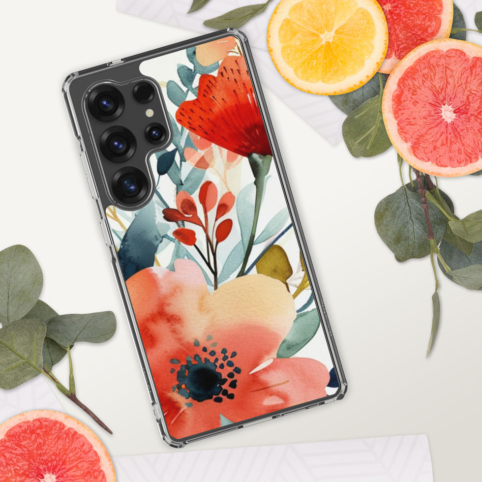 Candy Garden Pop clear Samsung case with coral teal and blush floral artwork, product view 21 of 34