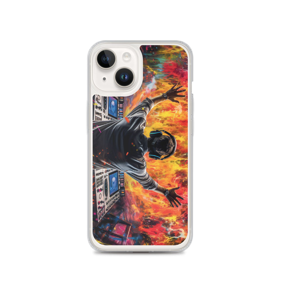 Neon Soundwave glowing music-wave design on a transparent iPhone case, gallery image 30 of 50