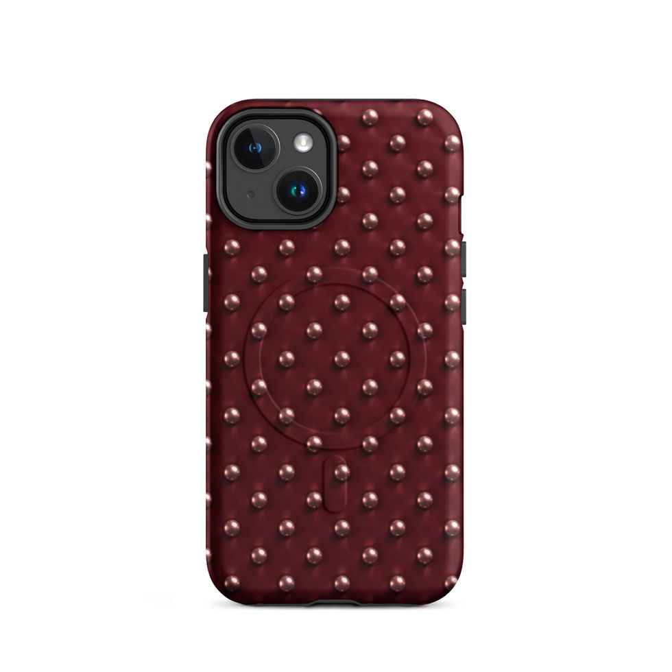 Champagne Pearl Dots magsafe case for iPhone 14, gold-look dots on pearl cream