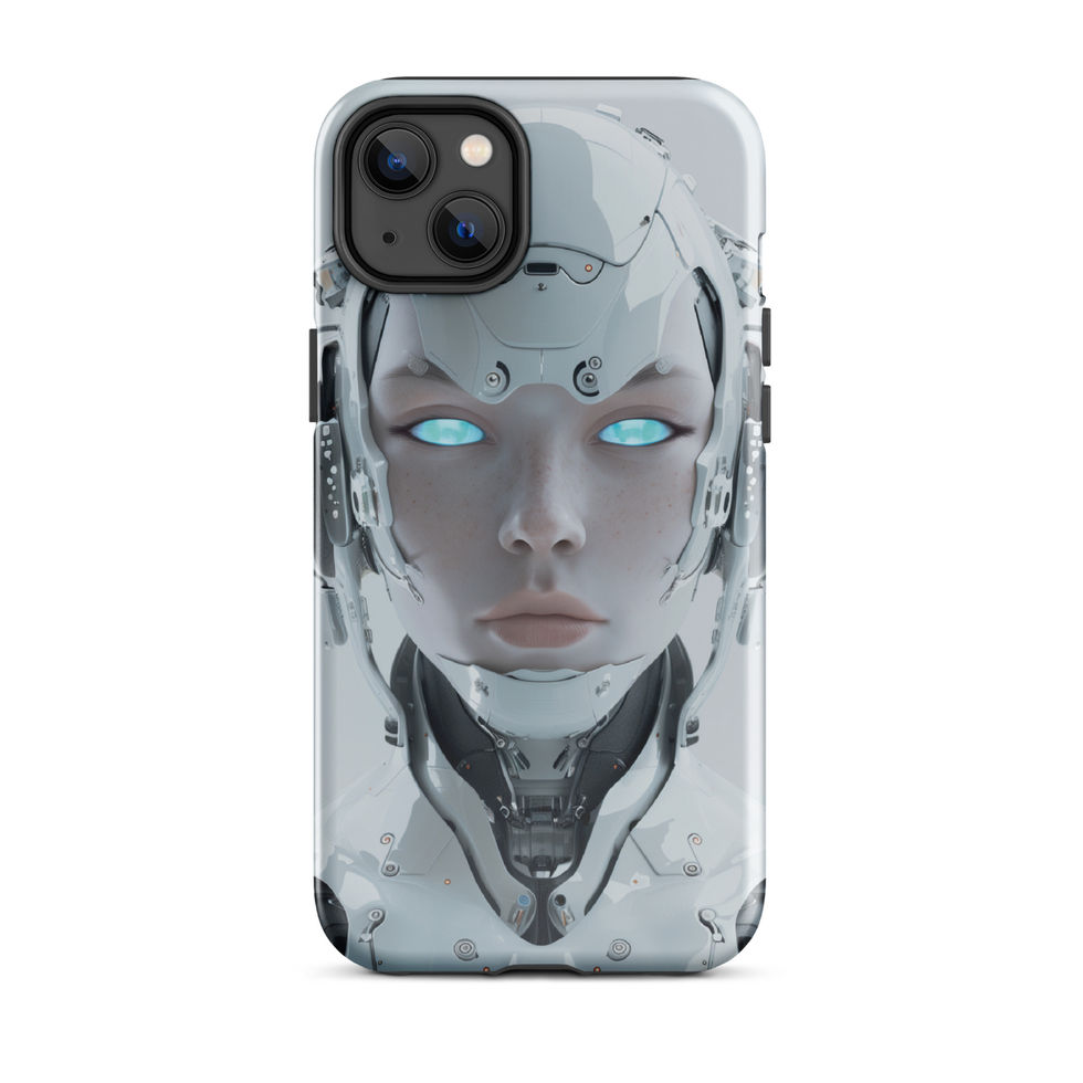 Eon Vanguard AI face on an icy neutral background; close-up detail on an iPhone® Tough Case.