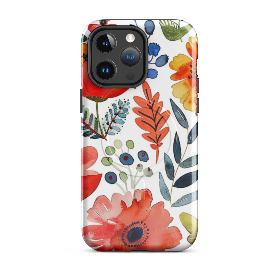 Garden Scribbles MagSafe tough case for iPhone 15, floral sketch artwork, gallery view 5, image 5