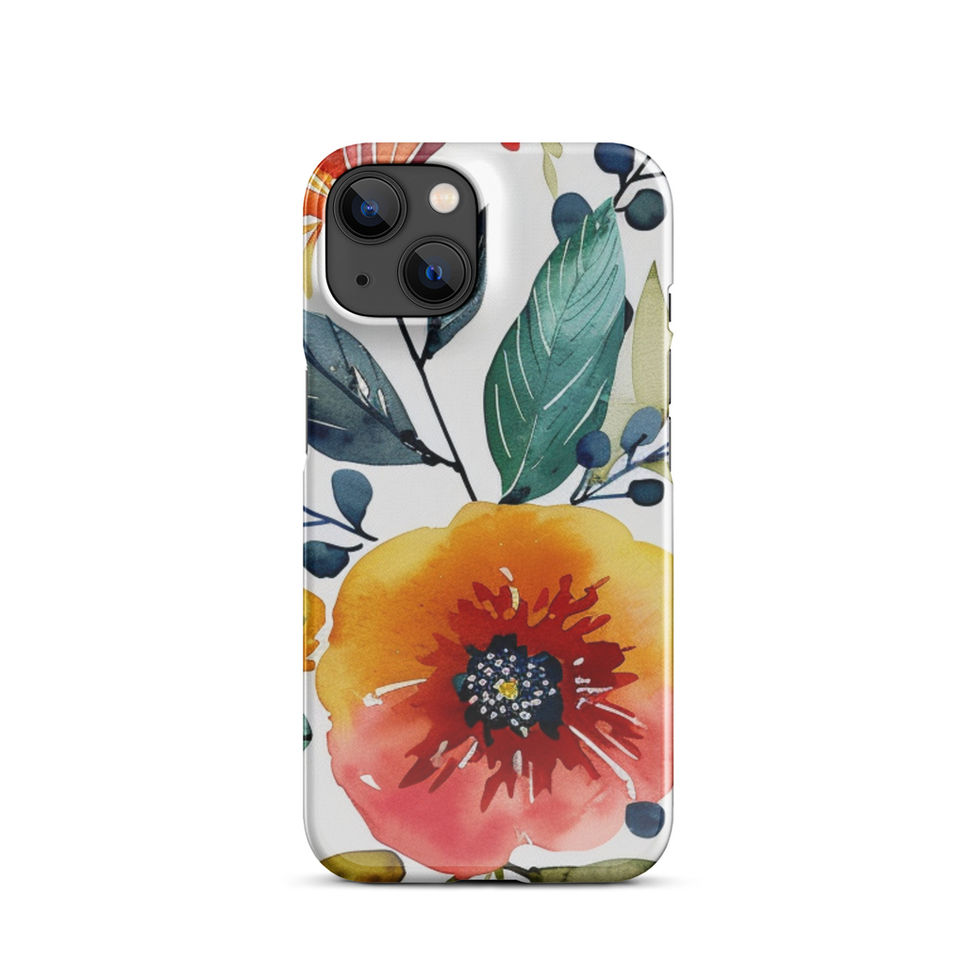Amber Bloom Serenade snap case for iPhone 14 Plus, warm golden botanical design, image 13