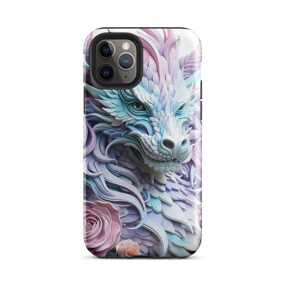 Serene Blossom Dragon floral dragon artwork on a tough iPhone case โ gallery view 03