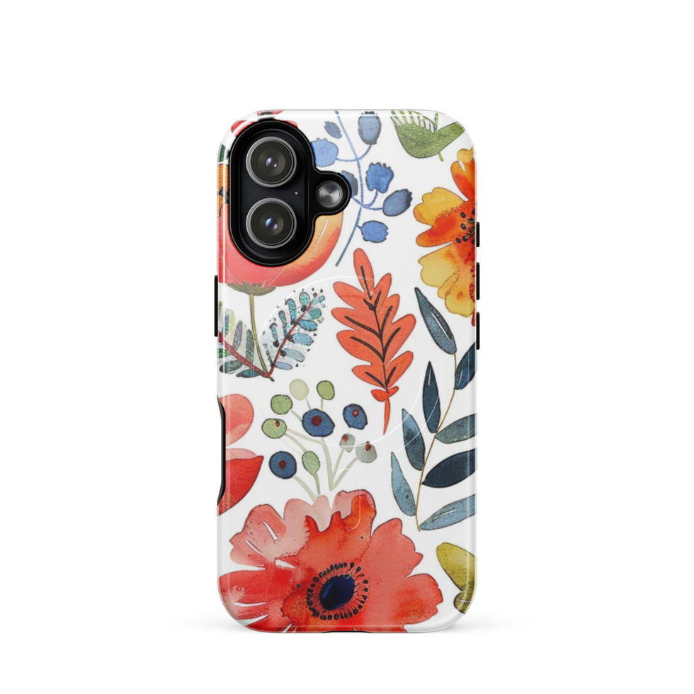 Garden Scribbles MagSafe tough case for iPhone 14, floral sketch artwork, gallery view 1, image 1