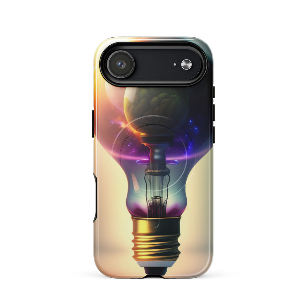 MagSafe Tough Case featuring a glowing brain inside a light bulb, brain art