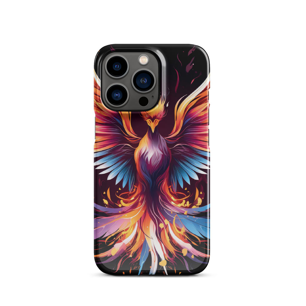 Fiery eagle-mockup-11 showing Eternal Flame artwork on an iPhone snap phone case