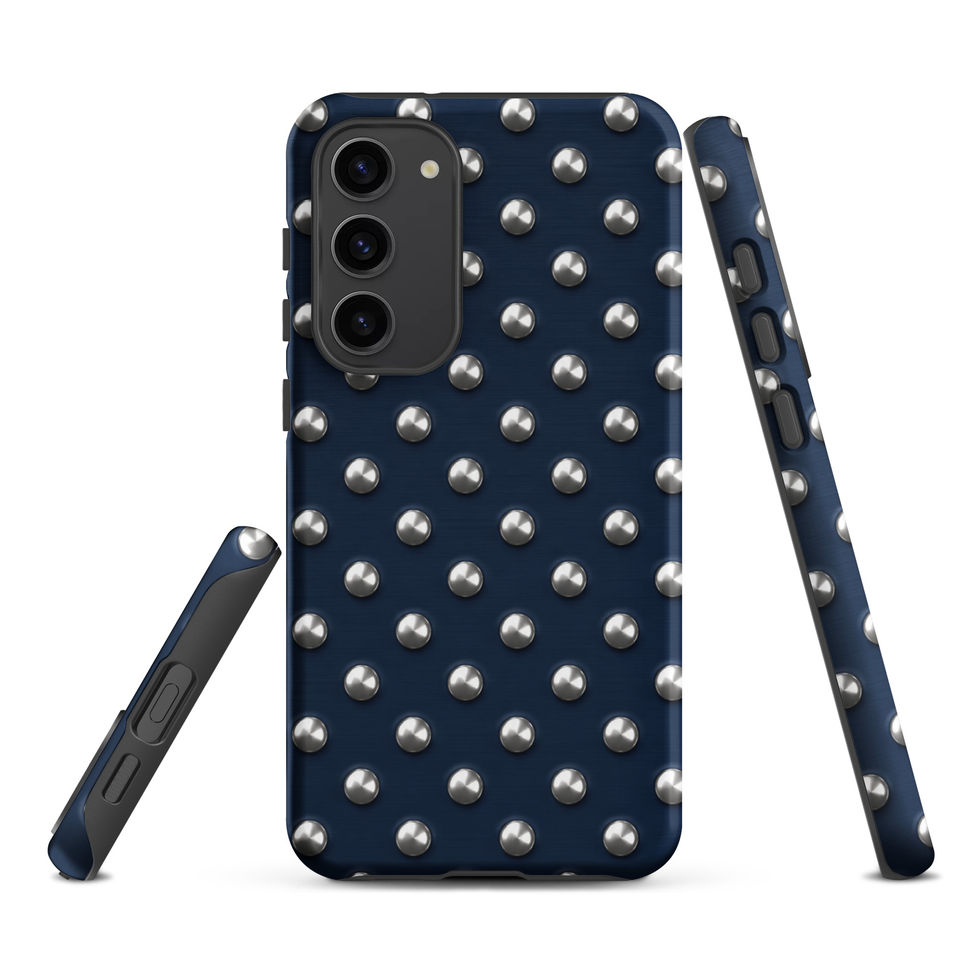 Midnight Silver Dots tough case for Samsung Galaxy S23 Plus, silver-look dots on navy blue