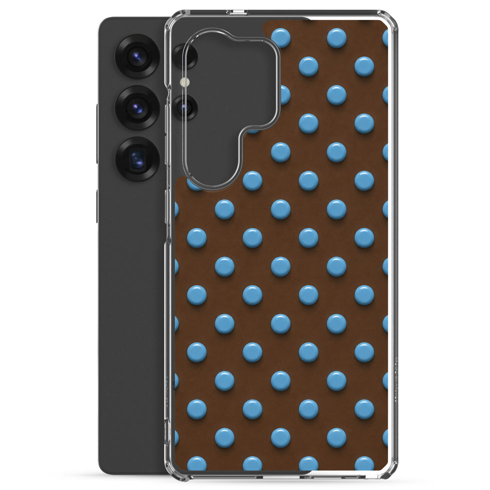 Cocoa Sky Dots clear case for Samsung Galaxy S25 Ultra, sky blue dots on cocoa brown, alternate view 2
