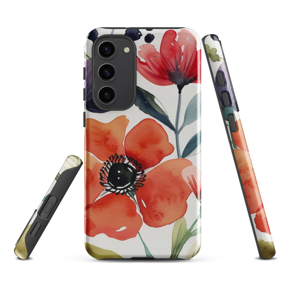 Autumn Petal Poise coral poppy Samsung tough case, protective floral product image 5 of 14