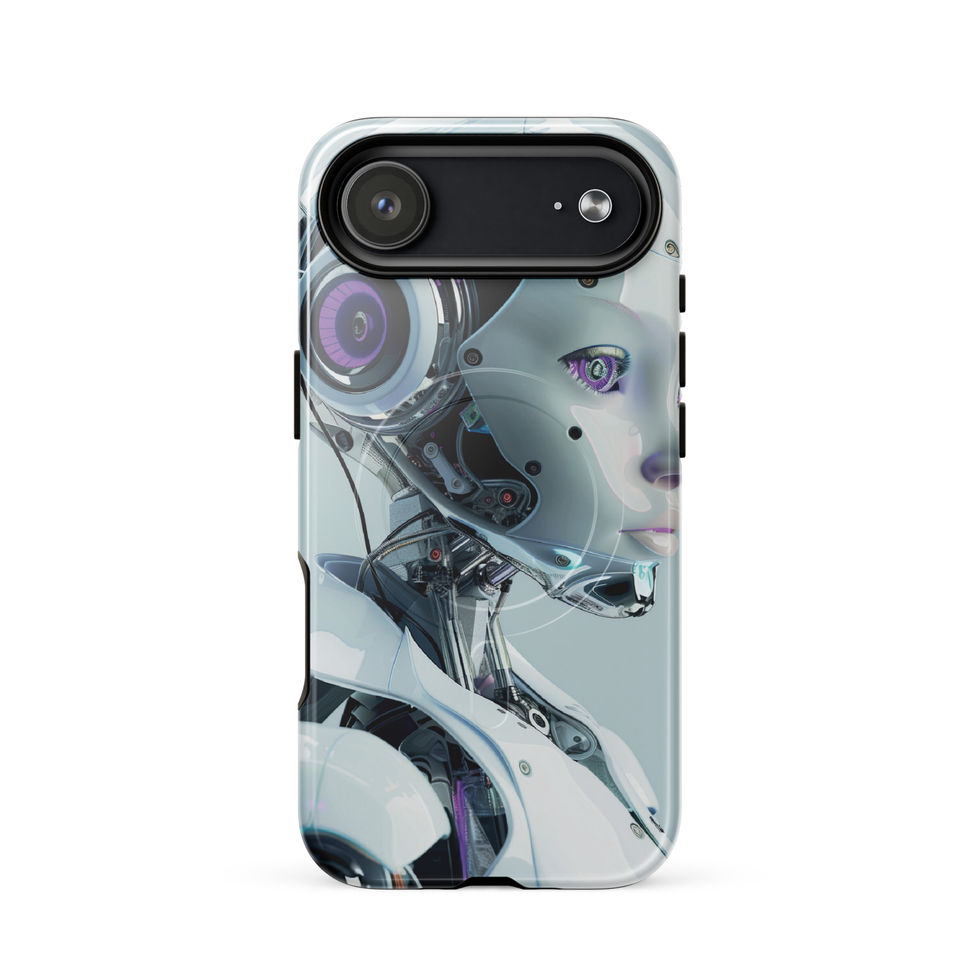Synth Aurora protective iPhone Tough Case with elegant futuristic android artwork