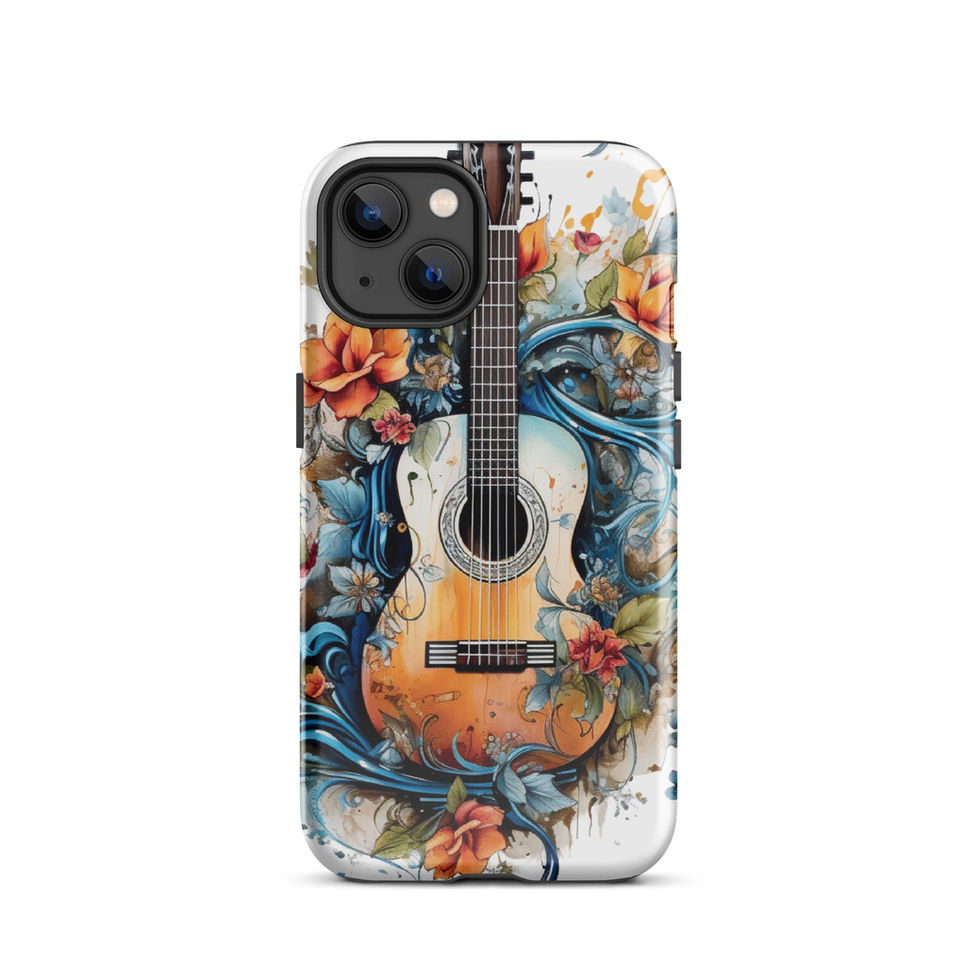 Nature’s Song protective iPhone Tough Case protective corner close-up, showing the floral music artwork, image 10.