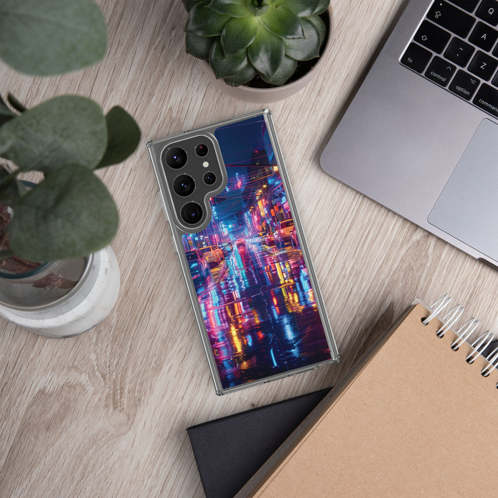 Neon Velocity clear Samsung case with electric neon car and city artwork — gallery view 39